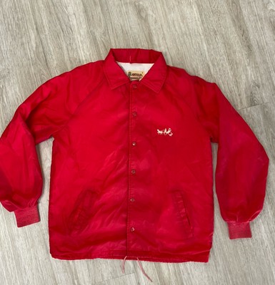 Vintage Red Jacket Windbreaker Lined Nylon Coach Coat 70s 80s Snaps