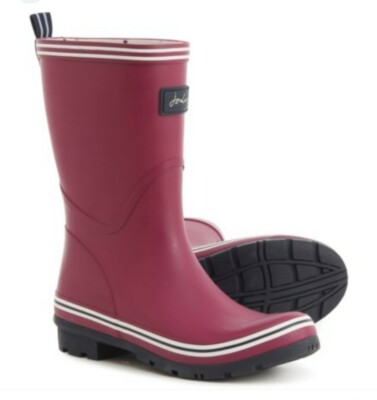 Joules Coastal Welly Mid Calf Rain Boots Bery Blush Size EU 38 US 7 NEW