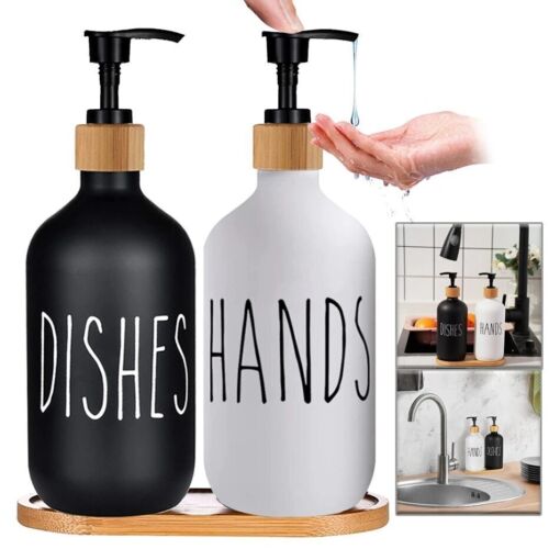 Seifenspender Spülmittel Set Küche Badezimmer Waschbecken Nachfüllbar Flaschen - Bild 1 von 12