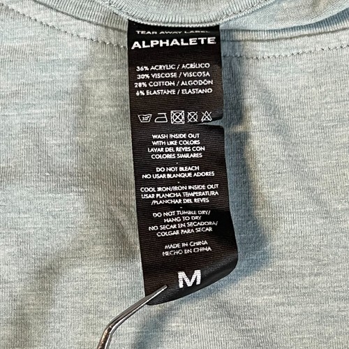 T-shirt uomo Alphalete verde manica arrotolata muscoli palestra manica corta taglia M - Foto 8 di 12