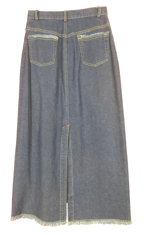 SK19526- MARSH LANDING Women Denim Jean Maxi Fix Box Pleated Skirt  Blue Size 4P - Image 2 of 4