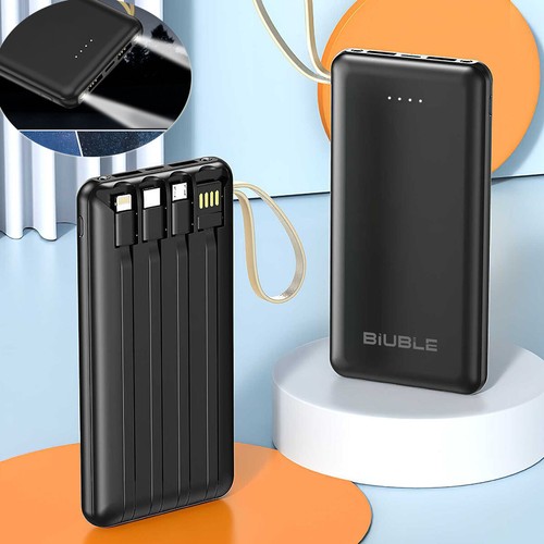 900000mAh Powerbank Batterie Ladegerät ZusatzAkku USB-C Für Alle Handy +3 Kabels