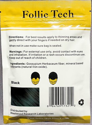 Vegan Hair Building Fibers Refill Black 57g Follic Tech HIGHEST QUALITY ON EBAY