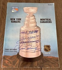 1969 PLAYOFFS Program CANADIENS vs RANGERS Auto by COURNOYER/LEMAIRE/VACHON ++++