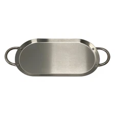 17'' x 8-1/2'' Stainless Steel Oval Serving Platter Ottoman Tray with Handles
