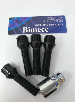 ALUFELGEN SICHERSTELLUNGSSCHRAUBEN 45mm GEWINDE SCHWARZ BIMECC M14X1,5 FÜR MERCEDES C KLASSE