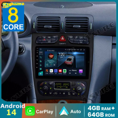 4+64GB Android 14 Autoradio Für Mercedes Benz C-Klasse W203 C 180 C 220 GPS Navi