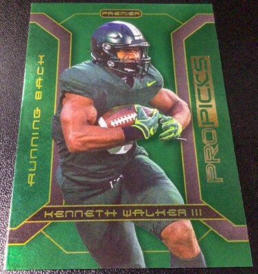 KENNETH WALKER III 2022 Pro Picks Premier Green Foil Rookie Card RC #PP-19
