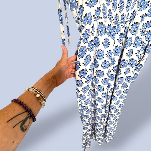 Yumi Kim Lolli Jumpsuit In Honey Cyan Blue Floral Pockets Boho Comfy Size Medium - Picture 4 of 9