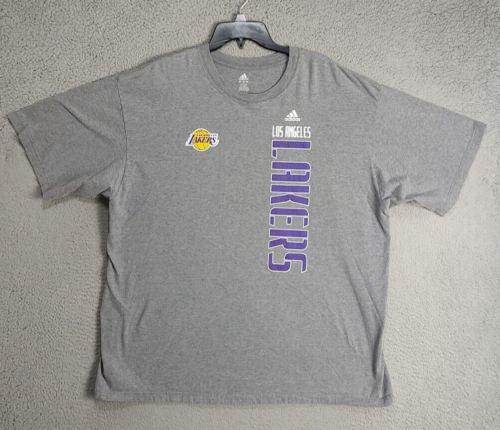 Los Angeles Lakers ADIDAS Shirt Adult Big 2XL Gray Basketball NBA Graphic Mens - Picture 1 of 14