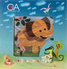DIY Collection D'Art Elephant Needlepoint Beginner Kids Kit 4" x 4"