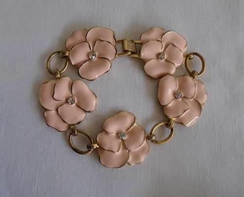 COSTUME JEWELRY Vintage Liz Claiborne Fashion Flower Bracelet Goldtone Estate