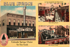 Postcard Colorado Springs Blue Spruce Restaurant Multi View c1946