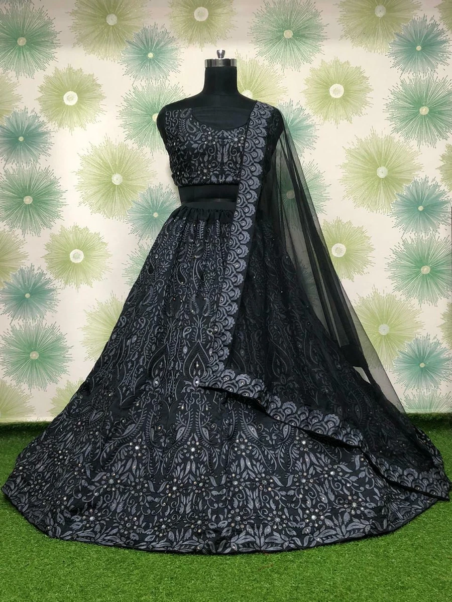 Black Silk Indian Gown Designs For Wedding – Gunj Fashion