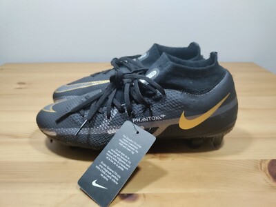 NIKE PHANTOM GT2 PRO DF FG SOCCER CLEATS SIZE 5.5 BLACK GOLD GREY DC0759-007