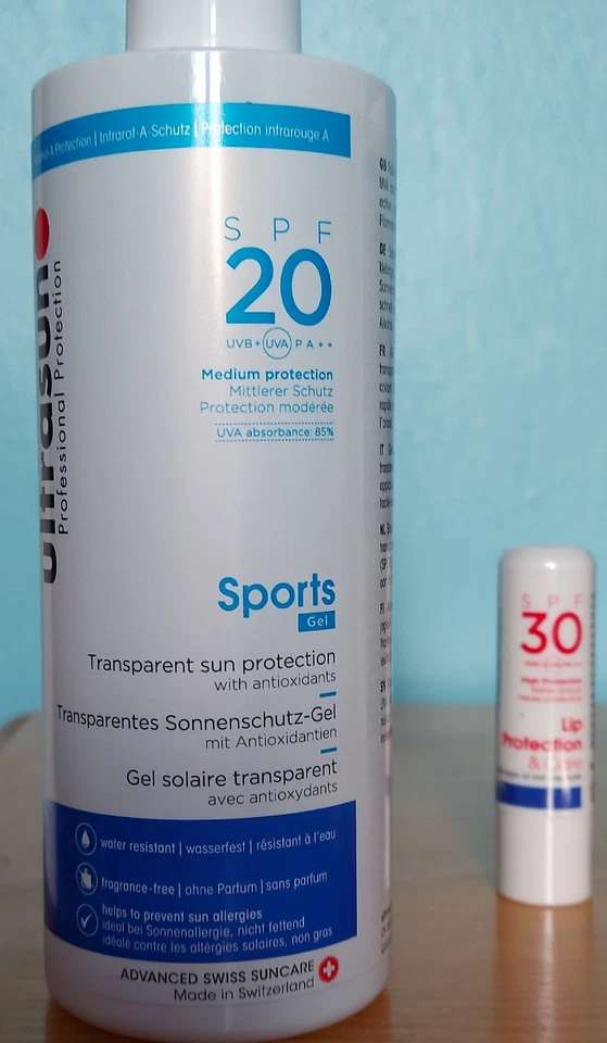 Ultrasun Sun Protection Sports Gel SPF 20 - 300ml & Lip Protection Stick X 2  - Image 4 of 4