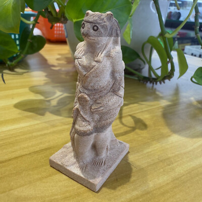 3'' natural Woodgrain stone Carved Reiki Skull Decor heal Gift