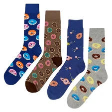 NWT Donut Dress Socks 4 Pack Novelty Men 8-12 Crazy Fun Sockfly
