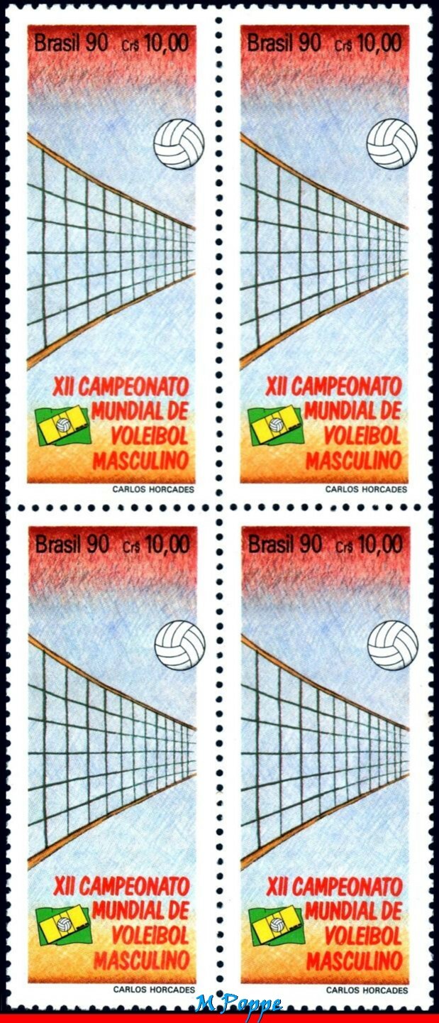 2256 BRAZIL 1990 WORLD MEN’S VOLLEYBAL CHAMPIONSHIP, MI# 2370 C-1692 BLOCK MNH