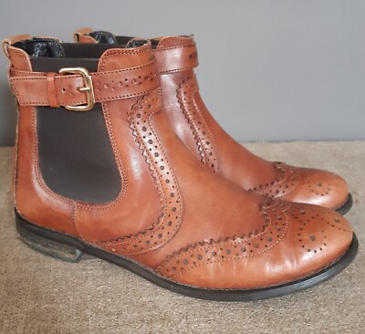 Kurt Geiger, Carvela Chelsea Brogue Tan Leather Ankle Boots Size