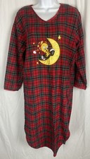 Warner Bros Tweety Bird Sylvester Red Plaid Flannel Nightgown Sz XS Vintage 1999