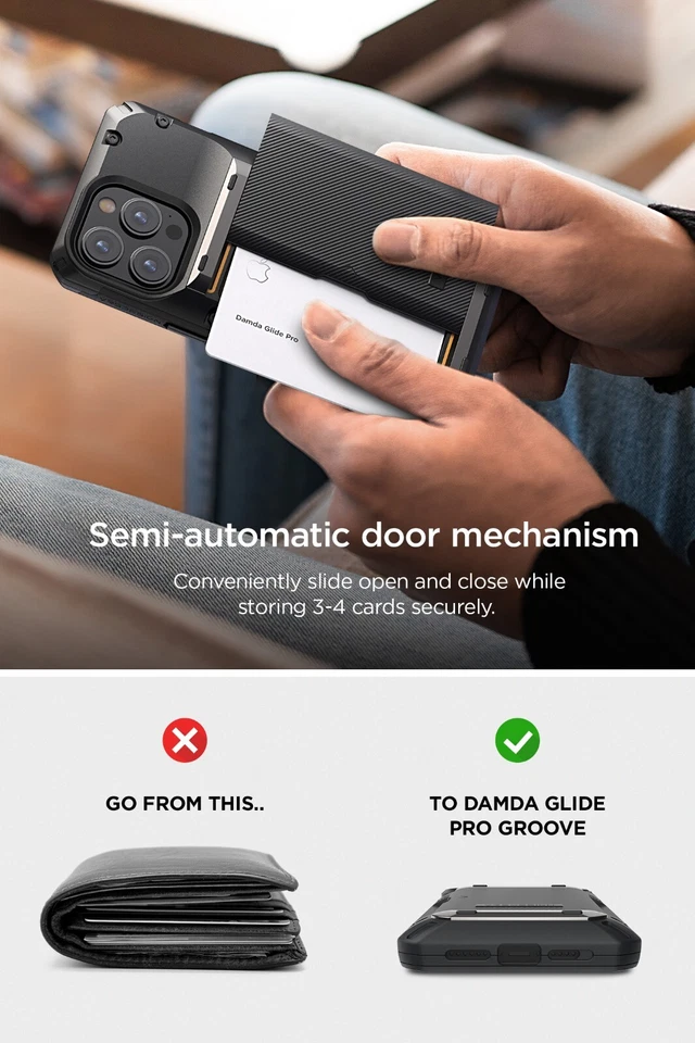 Funda para Apple iPhone 14/Plus/Pro/Pro Max VRS [Damda Glide Pro] Ranura para billetera para tarjeta Foto 2 de 4