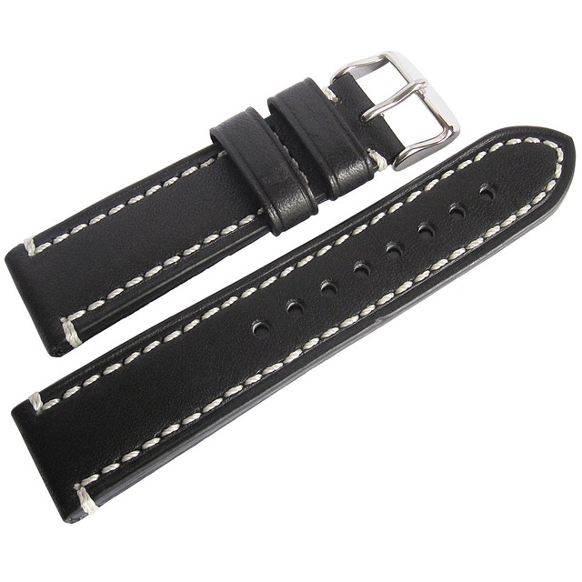20mm Black Leather Watch Band Strap Hadley Roma Ms855 Thick Pad Fits Breitling For Sale Online Ebay