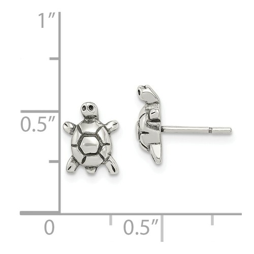 Orecchini tartaruga antica per bambini argento sterling .925 11 mm x 8 mm gioielli per bambini - Foto 2 di 2