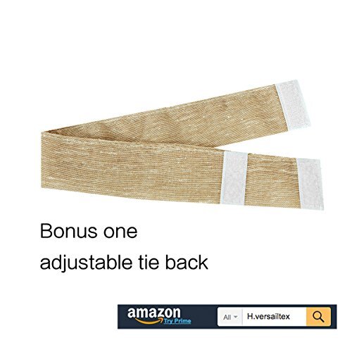 Cortinas de puerta de lino 72 pulgadas de largo, bolsillo de doble varilla semi transparente 25" W x 72" L tostado - Imagen 6 de 7