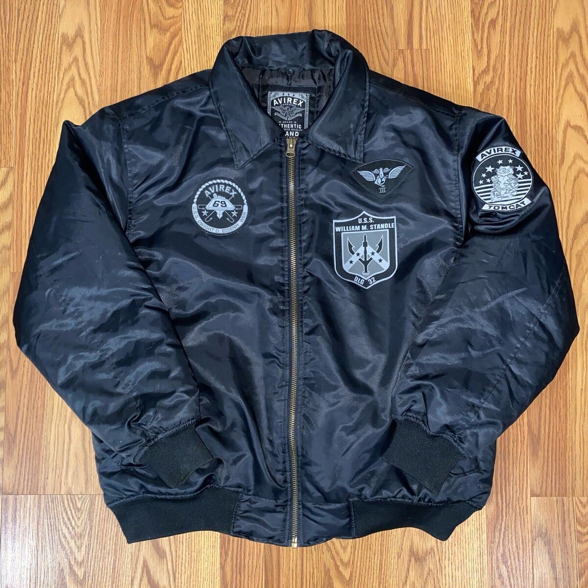 Avirex Nylon Bomber Flight Jacket Black Size Large Polyester Avirex Nylon Bomber Flight Jacket Black Size Large Polyester