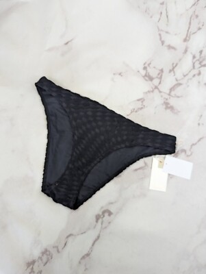 Good American Swim Bottom Women 1 Small Black Jacquard Mid Better Bikini Cheeky