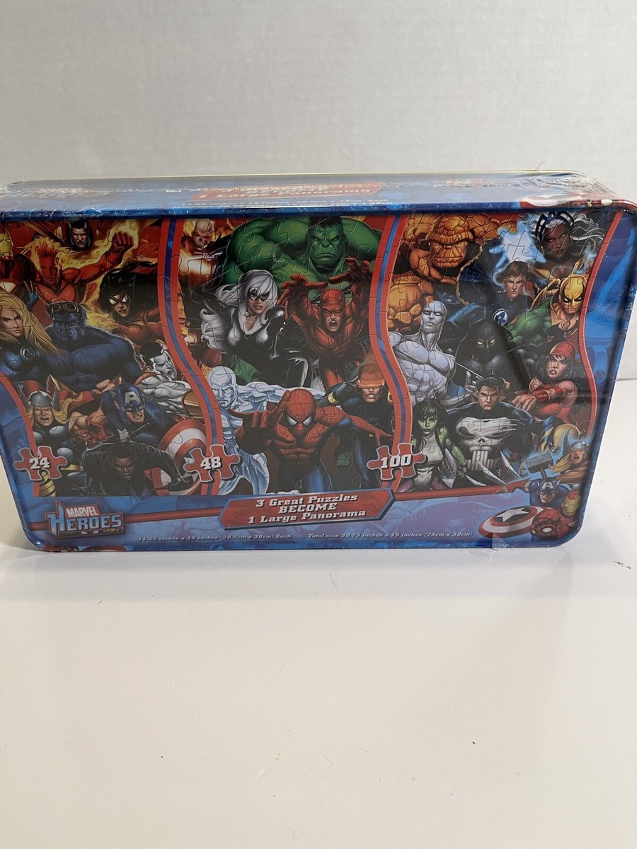 Marvel Heroes 3 In 1 Jigsaw Puzzle Collector Tin 100 piece 2011
