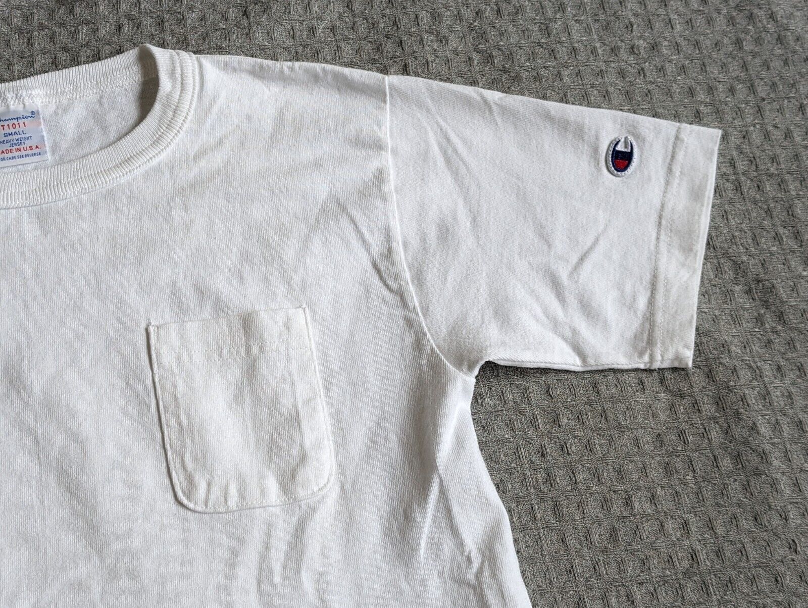 Vintage Champion Shirt Adult Small White T1011 He… - image 4