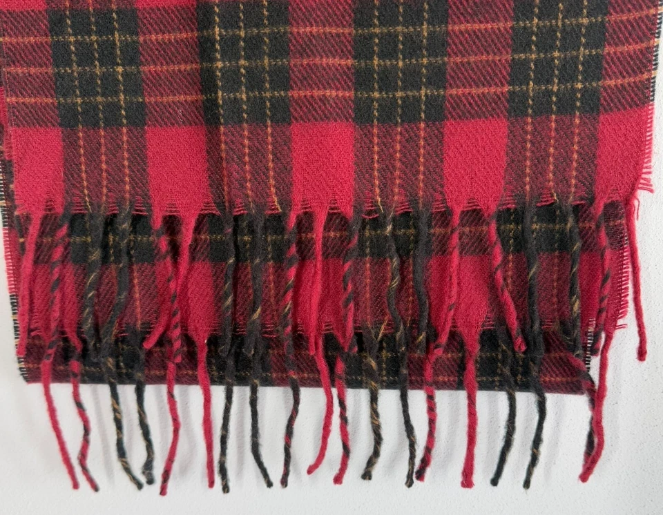 Christian Dior Faux Plaid Scarf Red One Size FIts Most Unisex - Image 4 of 4
