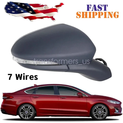 For Ford Fusion 2015-2020 Right Passenger Side Mirror 7Pin Primed Siganl Lamp