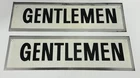 Vintage Tin Metal Gentlemen Bathroom Marker Signs lot of 4 3/8" x 14" lot of 2