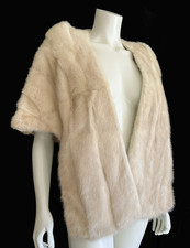 Beige MINK Fur Cape, Champagne Real Vintage Shawl, Blonde Bridal Stole Jacket
