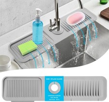 24"Longer Silicone Faucet Mat for Kitchen Sink 5 Slope Faucets Draining Mat Grey