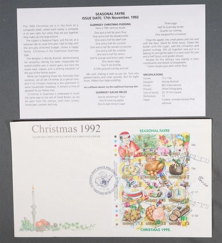 MayfairStamps Guernsey FDC 1992 Christmas Souvenir Sheet Literature & First Day