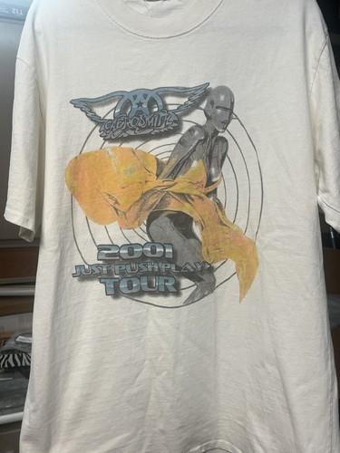 Vintage 2001 Aerosmith Just Push Play Tour T-Shirt Hajime Sorayama Design