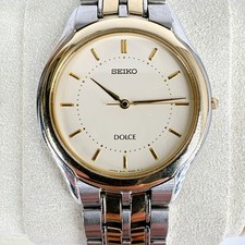 SEIKO DOLCE Men's Watch Two-Tone Gold Silver with Extra Links and Warranty Card
