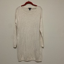 H&M Basic Off-White Long Sleeve Sweater Dress Medium Knit Lightweight Soft