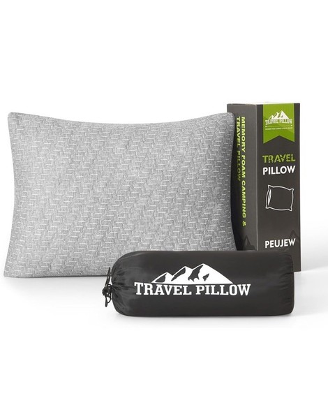 Almohada grande de espuma viscoelástica triturada, almohada de camping almohada de viaje - compresible