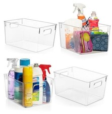 Clear Plastic Storage Bins   Pantry Organizers  Storage Containers, 4 Pack