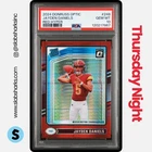 2024 PANINI DONRUSS OPTIC #248 JAYDEN DANIELS RED HYPER RATED ROOKIE RC PSA 10
