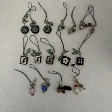 Cell Phone Charms Lot of 16 Starfish Cross Flower Lizard Bead Crystal Snowman