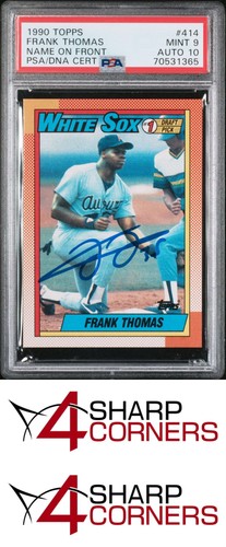1990 TOPPS #414 FRANK THOMAS RC HOF NAME ON FRONT PSA 9 DNA AUTO 10