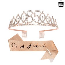 85  Fabulous Birthday Sash with Rhinestone Tiara - Perfect Celebration Gear