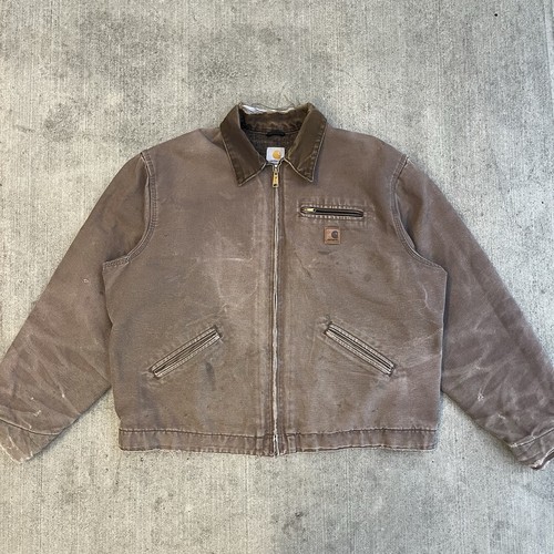 Vintage Carhartt Detroit Jacket J97 FWD Brown Distressed Honeycomb 2XL Tall