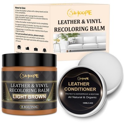 8.8oz Leather Recoloring Balm with 100ml Mink Oil Light Brown Part